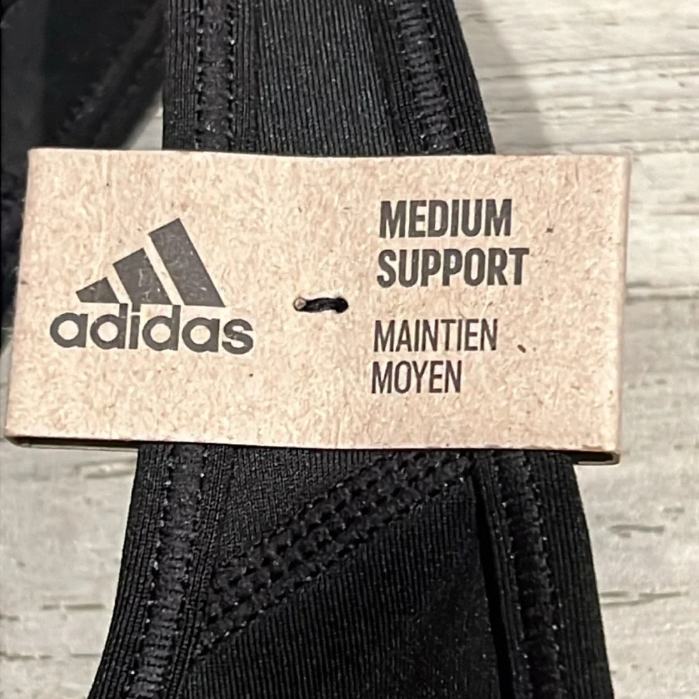Adidas Activewear Medium Support Sports Bra Racerback Black Size XSmall - Picture 3 of 6